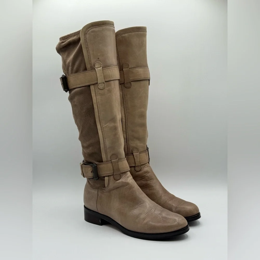 Cole Haan Riding Boots Leather Nike Air Avalon Tall Boots Taupe Leather 6B - Picture 14 of 16